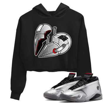 Air Jordan 14 Metallic Silver Sneaker Match Tees Metal Heart Sneaker Tees Jordan 14 WMNS Metallic Silver Sneaker Release Tees Women's Shirts Black 1