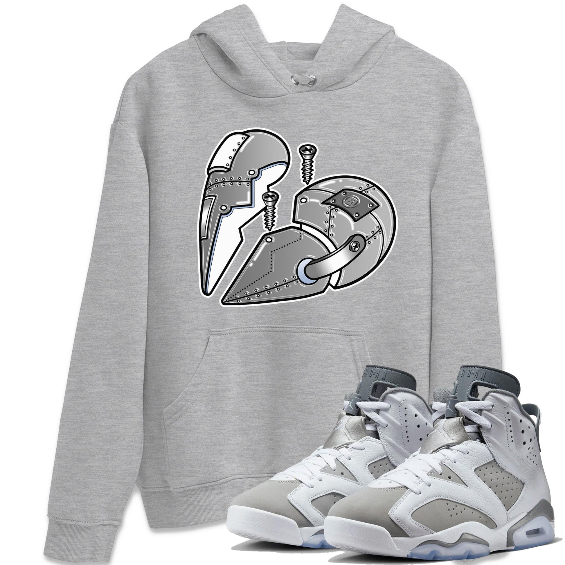 Jordan 6 Cool Grey Sneaker Match Tees Metal Heart Sneaker Tees Jordan 6 Cool Grey Sneaker Release Tees Unisex Shirts