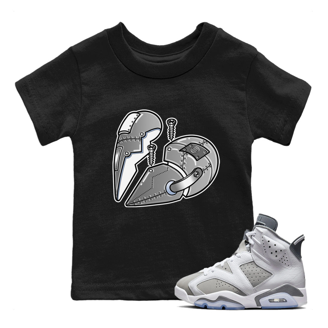 Jordan 6 Cool Grey Sneaker Match Tees Metal Heart Sneaker Tees Jordan 6 Cool Grey Sneaker Release Tees Kids Shirts