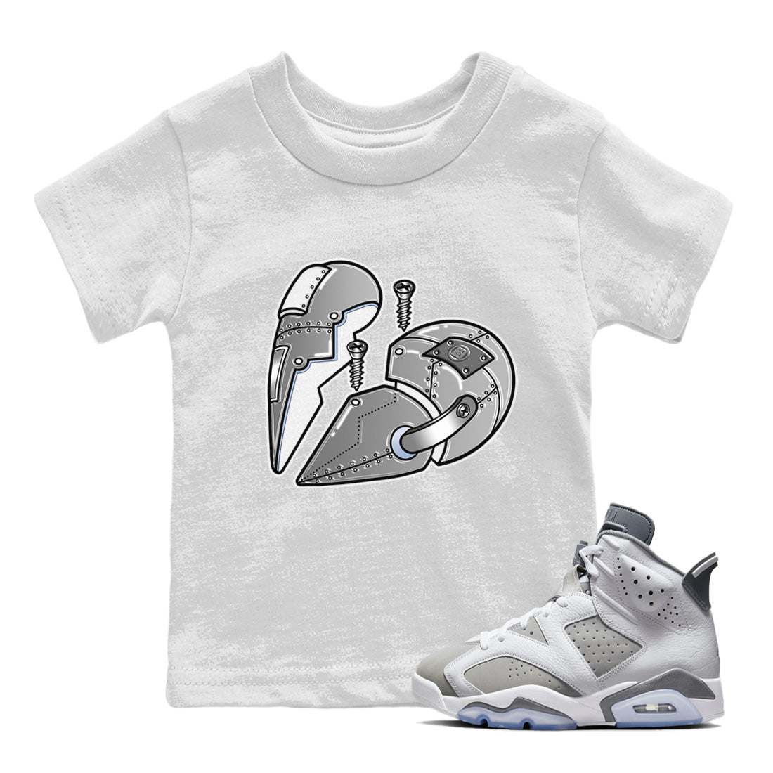 Jordan 6 Cool Grey Sneaker Match Tees Metal Heart Sneaker Tees Jordan 6 Cool Grey Sneaker Release Tees Kids Shirts