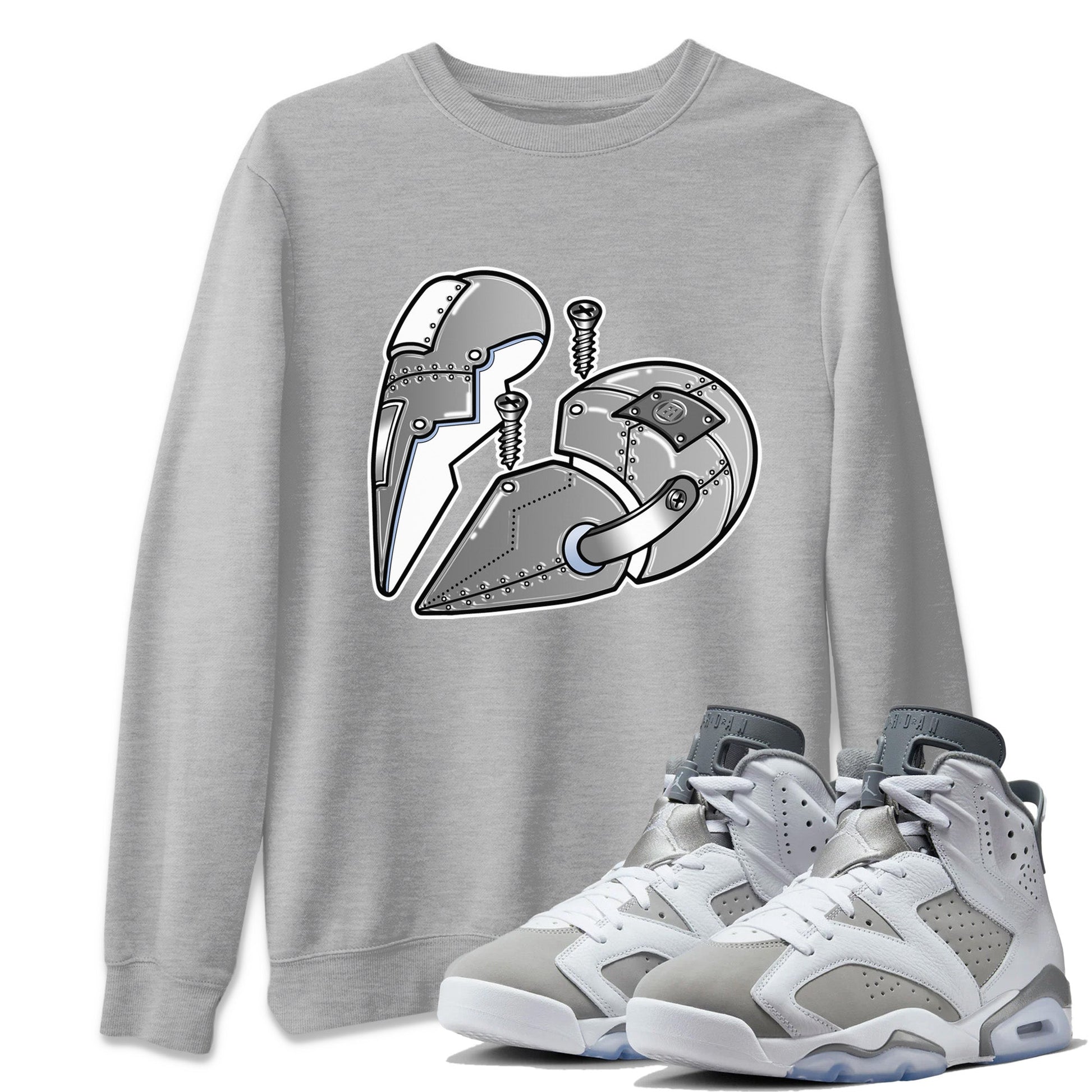 Jordan 6 Cool Grey Sneaker Match Tees Metal Heart Sneaker Tees Jordan 6 Cool Grey Sneaker Release Tees Unisex Shirts