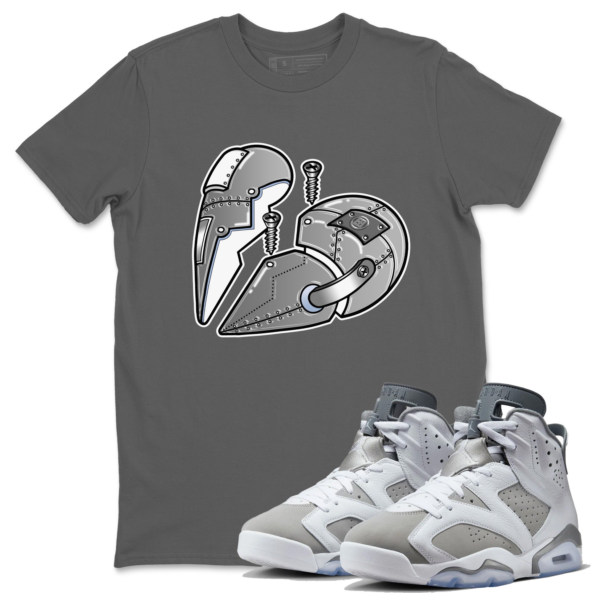 Jordan 6 Cool Grey Sneaker Match Tees Metal Heart Sneaker Tees Jordan 6 Cool Grey Sneaker Release Tees Unisex Shirts