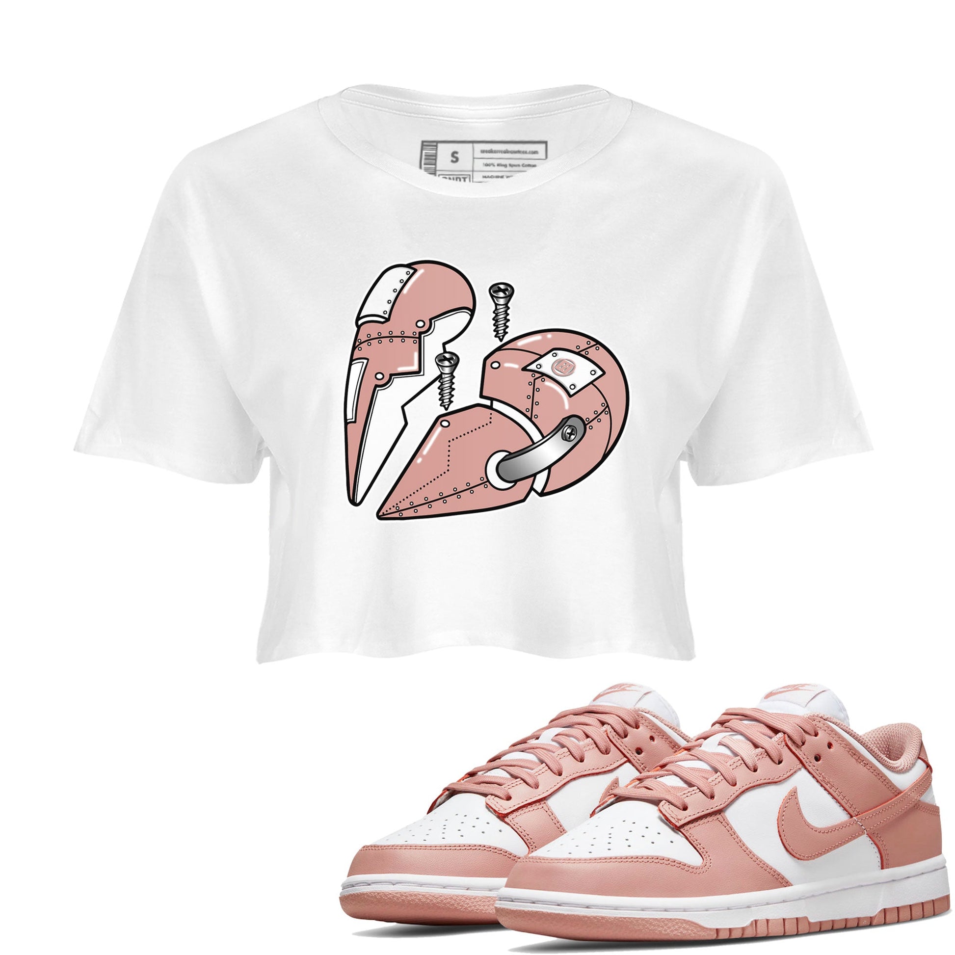 Dunk Low WMNS Rose Whisper shirt to match jordans Metal Heart sneaker tees Dunk Rose Whisper SNRT Sneaker Release Tees White 1 Crop T-Shirt