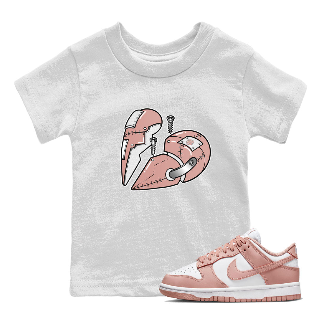Dunk Low WMNS Rose Whisper shirt to match jordans Metal Heart sneaker tees Dunk Rose Whisper SNRT Sneaker Release Tees Baby Toddler Kids White 1 T-Shirt