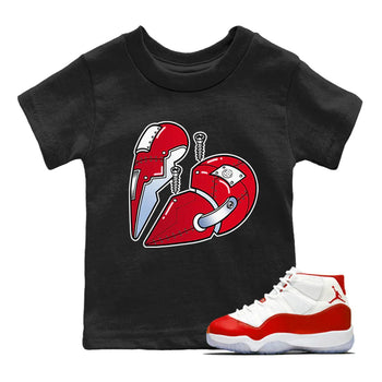 Jordan 11 Cherry Sneaker Match Tees Metal Heart Sneaker Tees Jordan 11 Cherry Sneaker Release Tees Kids Shirts