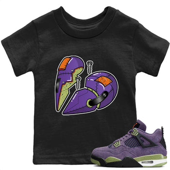 Jordan 4 Canyon Purple Sneaker Match Tees Metal Heart Sneaker Tees Jordan 4 Canyon Purple Sneaker Release Tees Kids Shirts