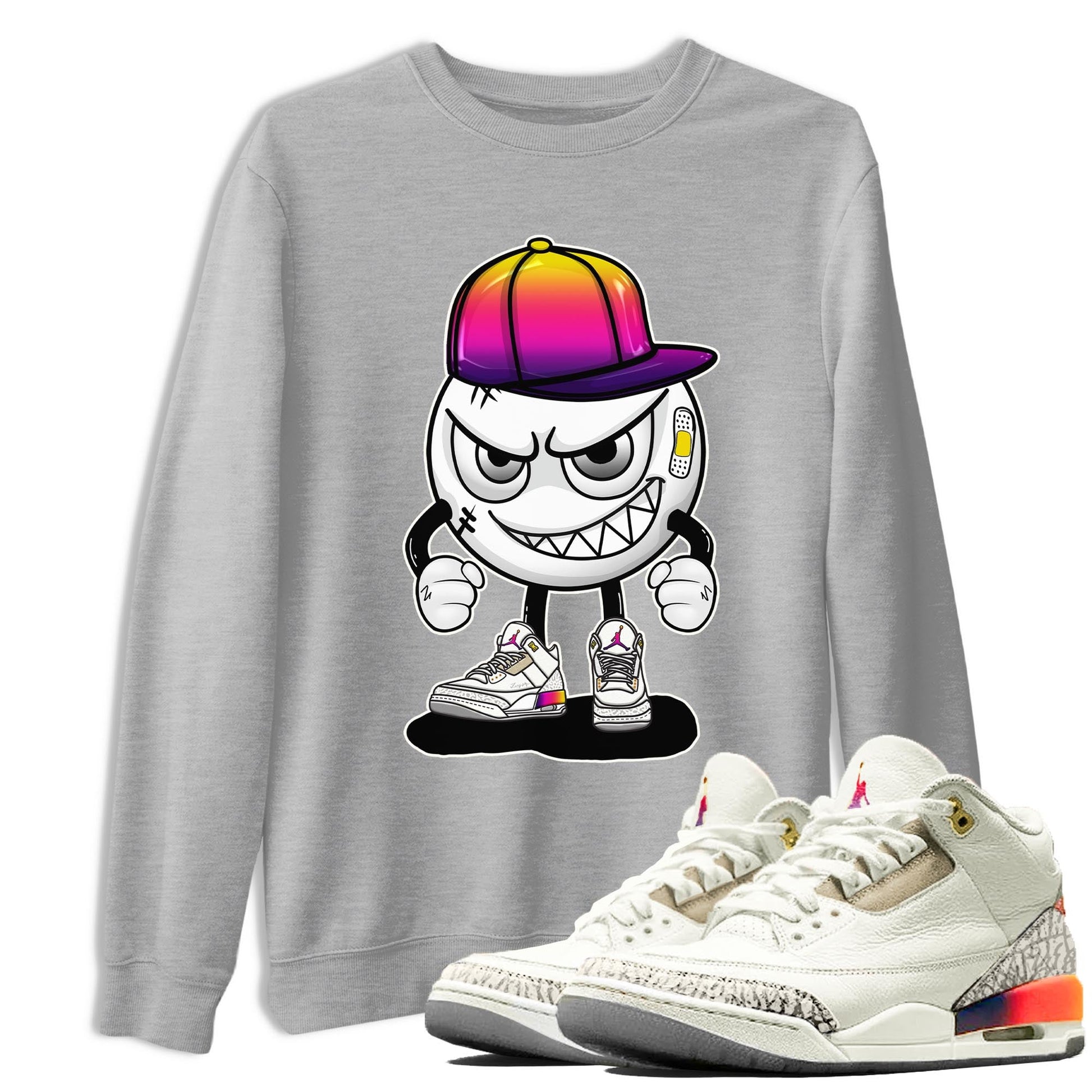 Air Jordan 3 J Balvin shirt to match jordans Mischief sneaker tees Crew Neck Air Jordan 3 X J Balvin SNRT Sneaker Release Tees Unisex Casual Shirts Heather Grey 1 T-Shirt