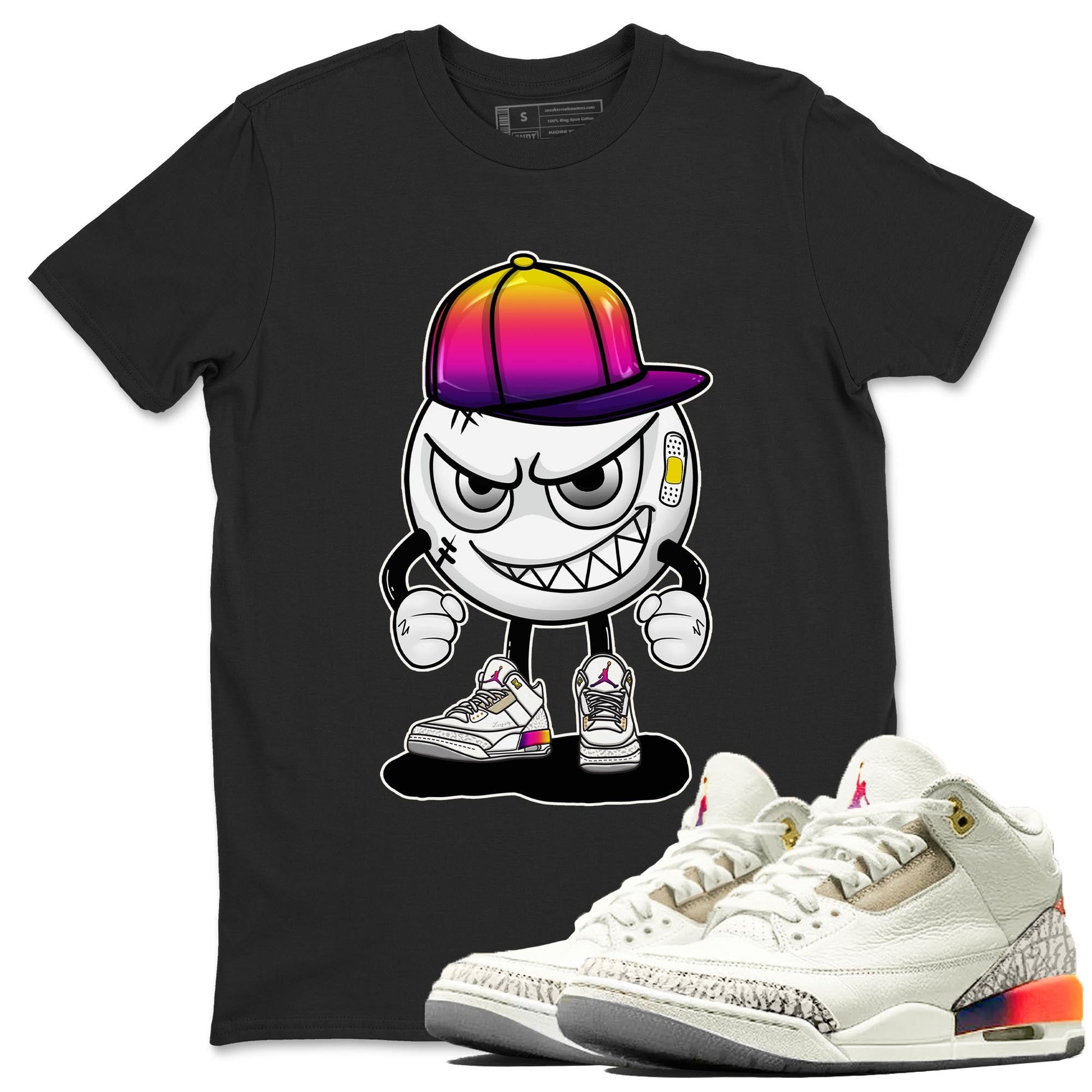 Air Jordan 3 J Balvin shirt to match jordans Mischief sneaker tees Crew Neck Air Jordan 3 X J Balvin SNRT Sneaker Release Tees Unisex Casual Shirts Black 1 T-Shirt