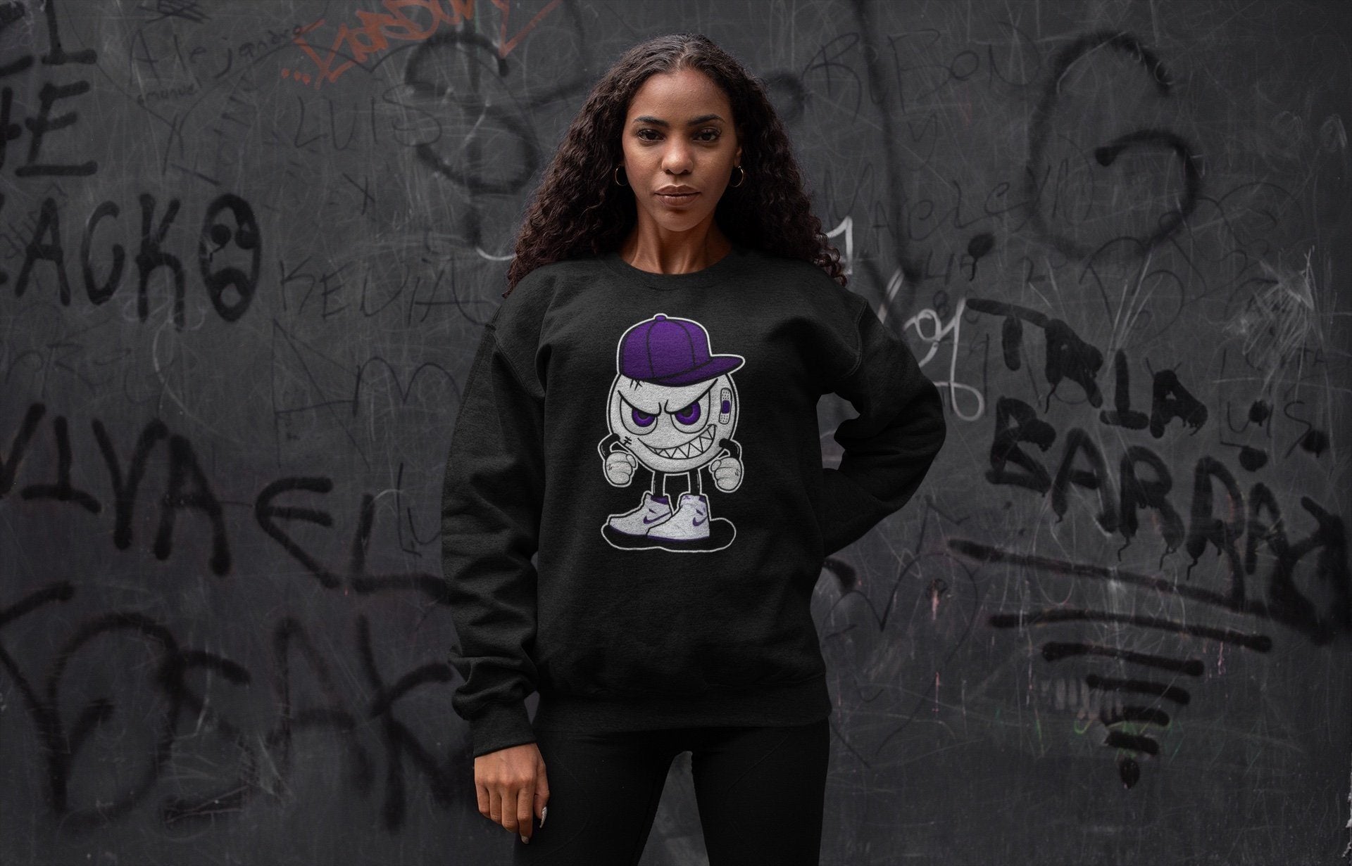 Jordan 1 WMNS Court Purple Sneaker Match Tees Mischief Emoji Sneaker Tees Jordan 1 WMNS Court Purple Sneaker Release Tees Unisex Shirts
