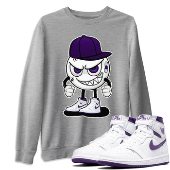 Jordan 1 WMNS Court Purple Sneaker Match Tees Mischief Emoji Sneaker Tees Jordan 1 WMNS Court Purple Sneaker Release Tees Unisex Shirts