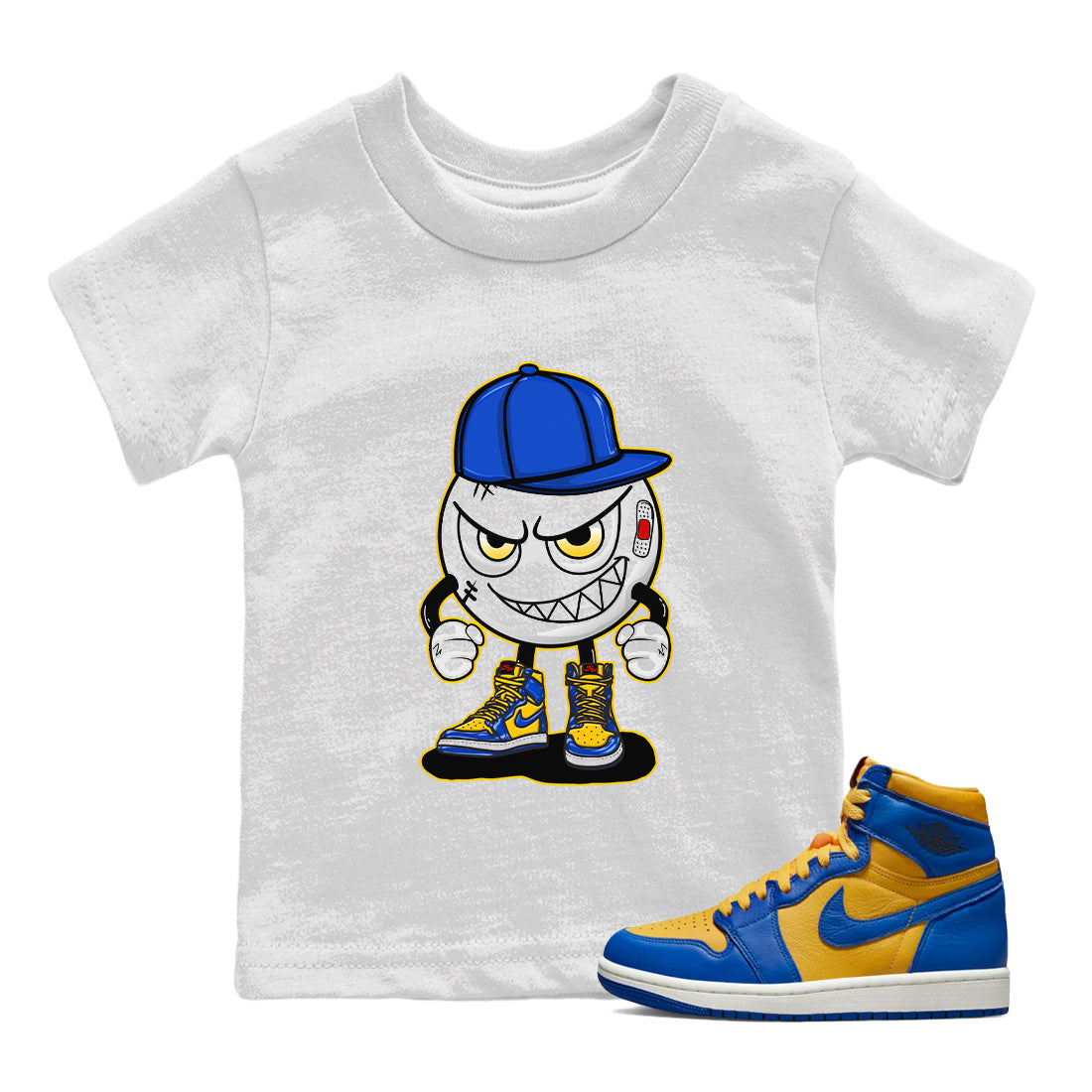 Jordan 1 Game Royal Varsity Maize | Mischief Kids Shirts | SNRT