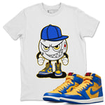 Jordan 1 Game Royal and Varsity Maize Sneaker Match Tees Mischief Emoji Sneaker Tees Jordan 1 Game Royal and Varsity Maize Sneaker Release Tees Unisex Shirts