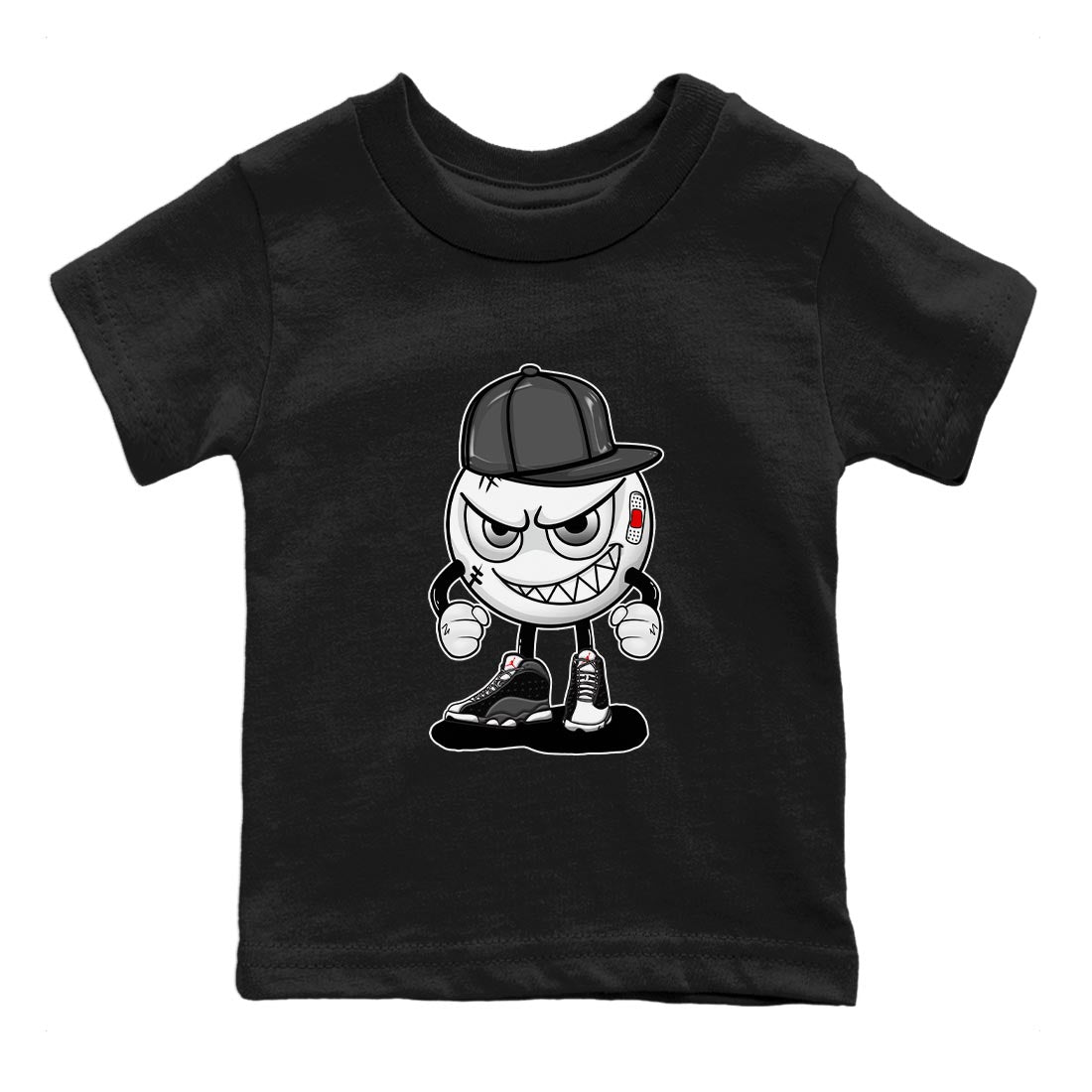 Air Jordan 13 Black Flint Mischief Emoji Baby and Kids Sneaker Tees AJ 13s Black Flint Kids Sneaker Tees Washing and Care Tip
