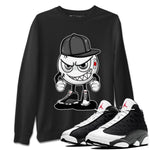 Air Jordan 13 Black Flint Mischief Emoji Crew Neck Sneaker Tees AJ 13s Black Flint Sneaker T-Shirts Washing and Care Tip