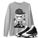 Air Jordan 13 Black Flint Sneaker Match Tees Mischief Emoji Sneaker Tees AJ 13s Black Flint Sneaker Release Tees Unisex Shirts Heather Grey 1