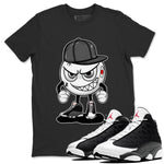 Air Jordan 13 Black Flint Sneaker Match Tees Mischief Emoji Sneaker Tees AJ 13s Black Flint Sneaker Release Tees Unisex Shirts Black 1