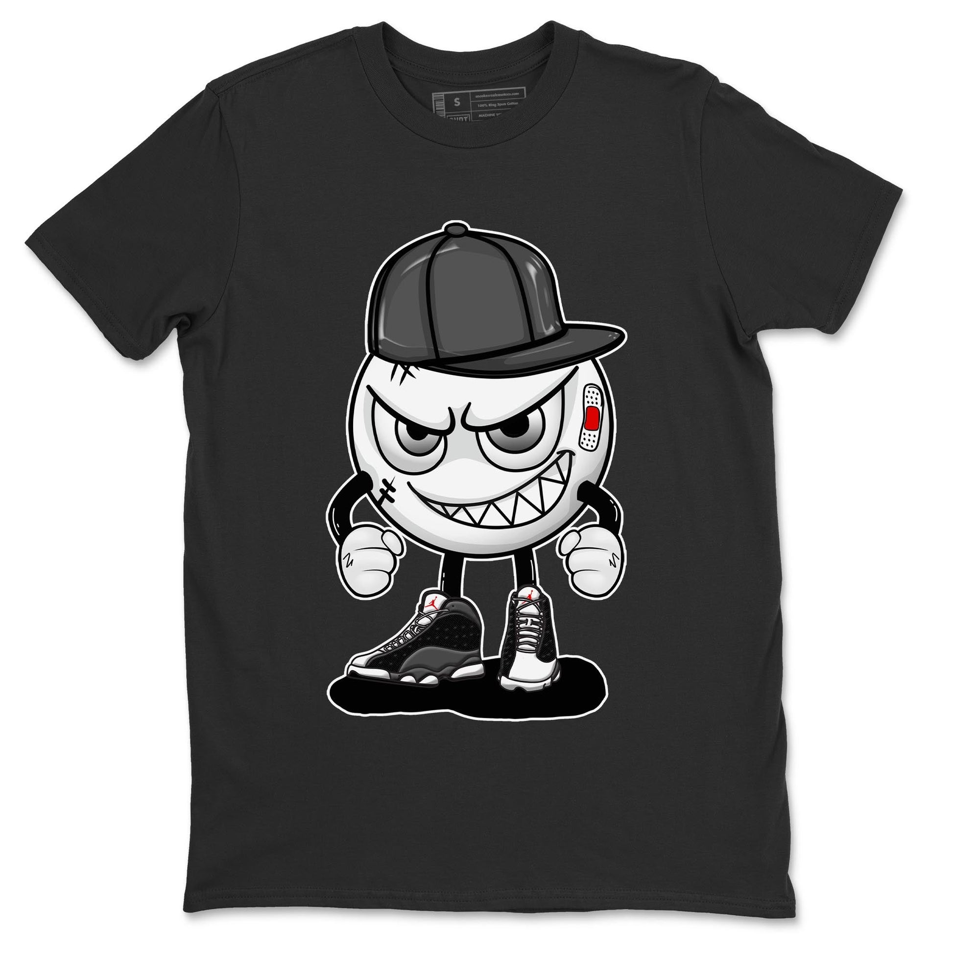 Air Jordan 13 Black Flint Sneaker Match Tees Mischief Emoji Sneaker Tees AJ 13s Black Flint Sneaker Release Tees Unisex Shirts Black 2