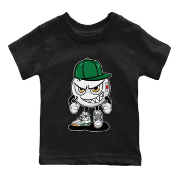 Air Jordan 4 Pine Green Sneaker Match Tees Mischief Emoji Sneaker Tees AJ 4s Pine Green Sneaker Release Tees Kids Shirts Black 2