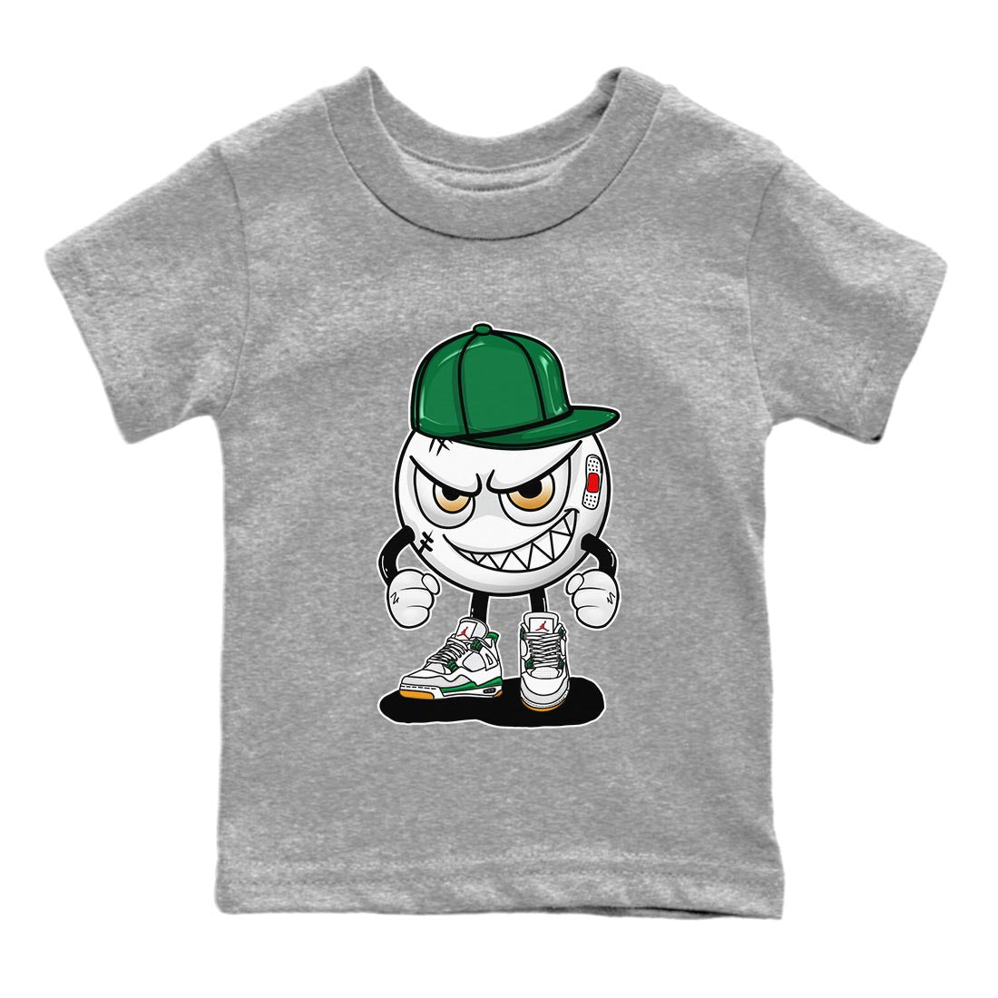 Jordan 4 Pine Green SB Sneaker Match Tees Mischief Emoji Sneaker Tees 4s Pine Green Nike SB Sneaker Tees Sneaker Release Shirts Kids Shirts Heather Grey 2