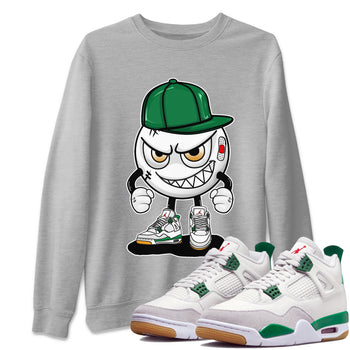 Air Jordan 4 Pine Green Sneaker Match Tees Mischief Emoji Sneaker Tees AJ 4s Pine Green Sneaker Release Tees Unisex Shirts Heather Grey 1