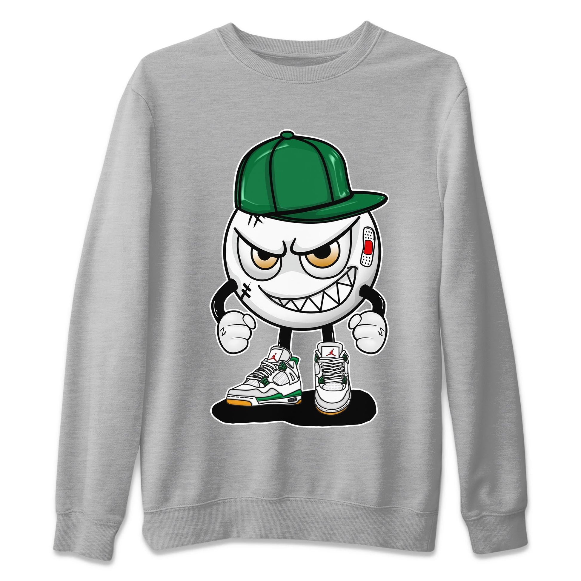 Air Jordan 4 Pine Green Sneaker Match Tees Mischief Emoji Sneaker Tees AJ 4s Pine Green Sneaker Release Tees Unisex Shirts Heather Grey 2