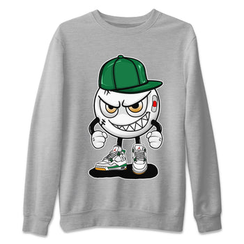 Air Jordan 4 Pine Green Sneaker Match Tees Mischief Emoji Sneaker Tees AJ 4s Pine Green Sneaker Release Tees Unisex Shirts Heather Grey 2