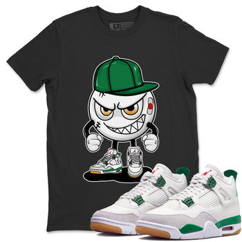Air Jordan 4 Pine Green Sneaker Match Tees Mischief Emoji Sneaker Tees AJ 4s Pine Green Sneaker Release Tees Unisex Shirts Black 1