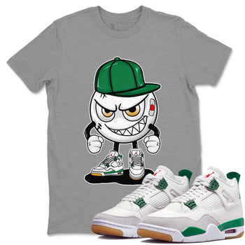 Jordan 4 Pine Green SB Sneaker Match Tees Mischief Emoji Sneaker Tees 4s Pine Green Nike SB Sneaker Tees Sneaker Release Shirts Unisex Shirts Heather Grey 1