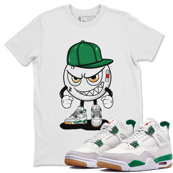 Air Jordan 4 Pine Green Sneaker Match Tees Mischief Emoji Sneaker Tees AJ 4s Pine Green Sneaker Release Tees Unisex Shirts White 1