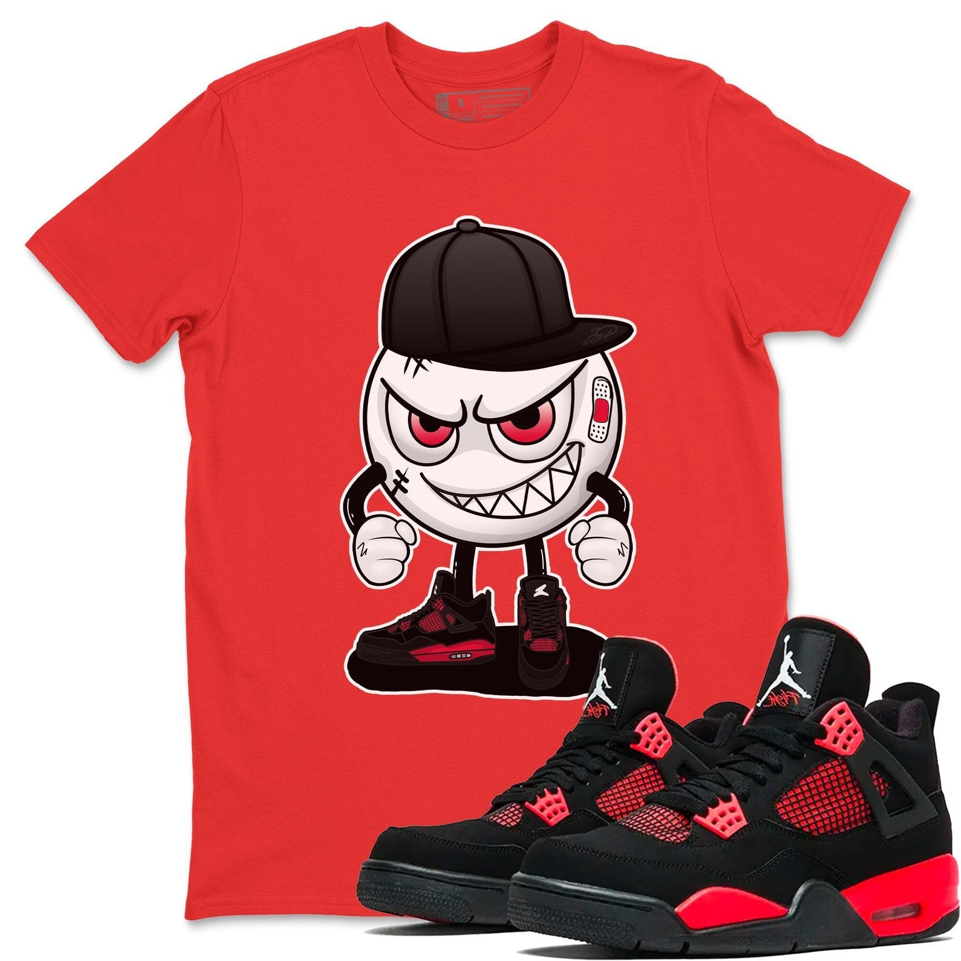 Jordan 4 Red Thunder Sneaker Match Tees Mischief Emoji Sneaker Tees Jordan 4 Red Thunder Sneaker Release Tees Unisex Shirts
