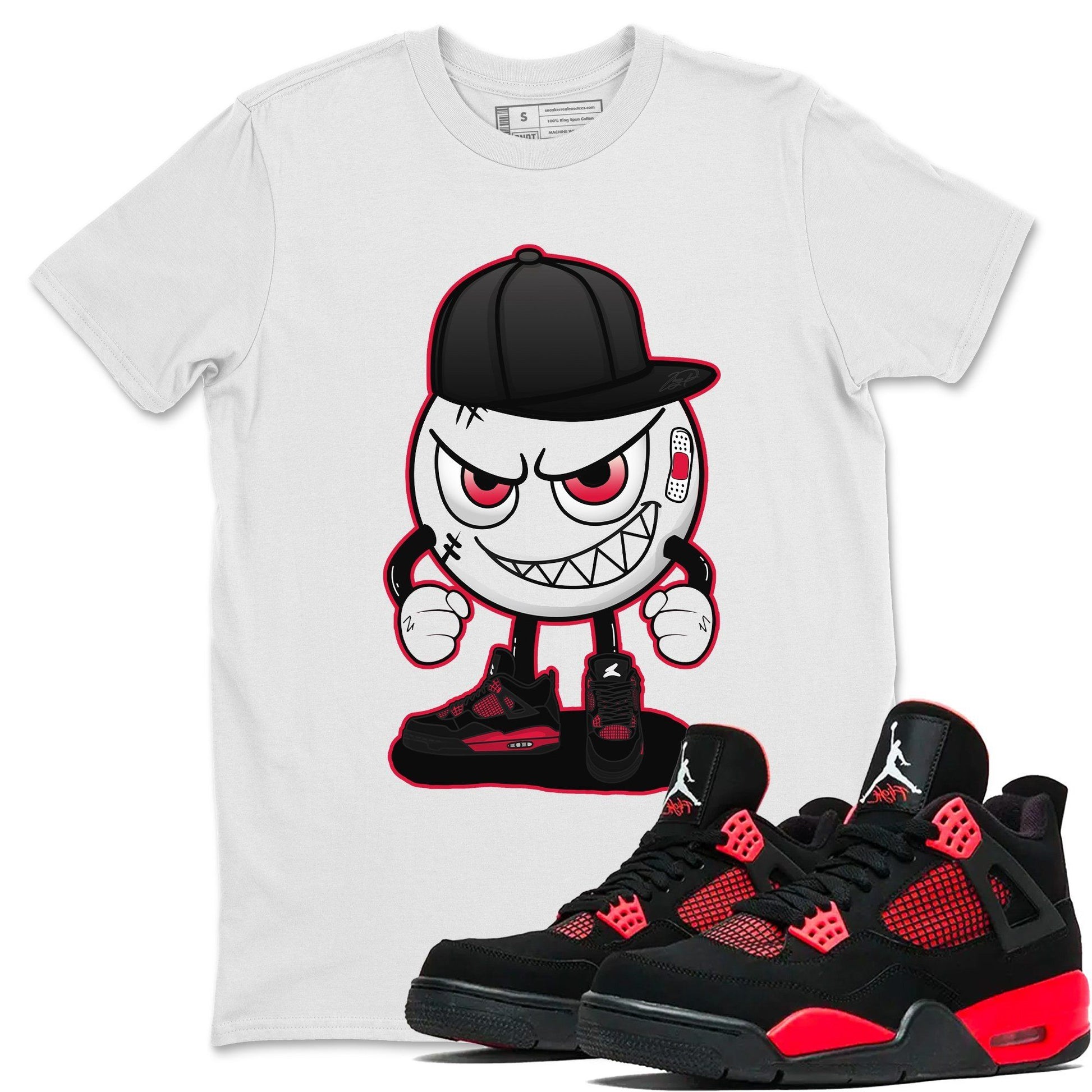 Jordan 4 Red Thunder Sneaker Match Tees Mischief Emoji Sneaker Tees Jordan 4 Red Thunder Sneaker Release Tees Unisex Shirts