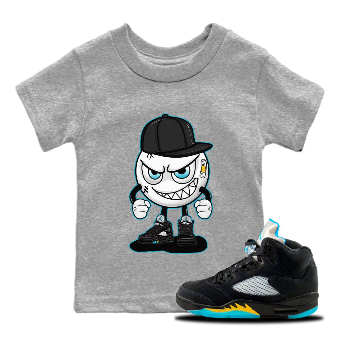 Jordan 5 Aqua Sneaker Match Tees Mischief Emoji Sneaker Tees Jordan 5 Aqua Sneaker Release Tees Kids Shirts