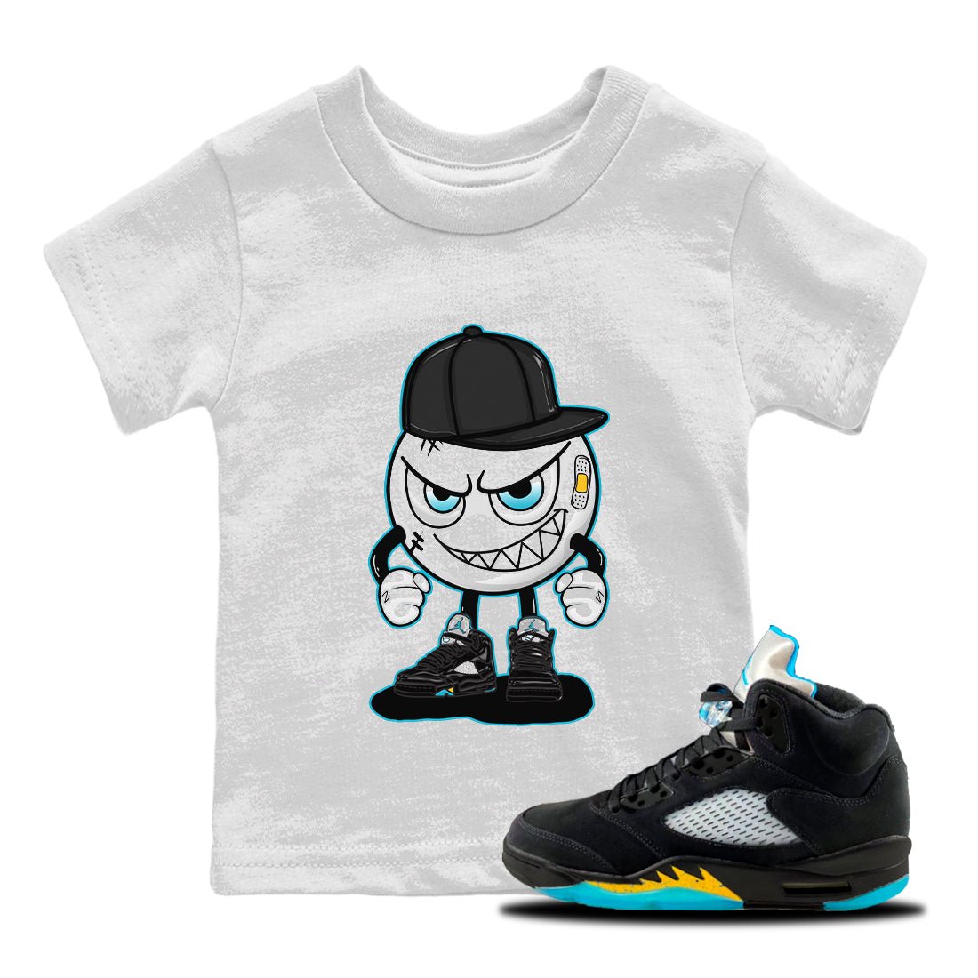 Jordan 5 Aqua Sneaker Match Tees Mischief Emoji Sneaker Tees Jordan 5 Aqua Sneaker Release Tees Kids Shirts