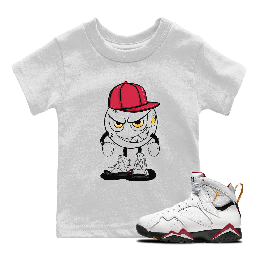 Jordan 7 Cardinal Sneaker Match Tees Mischief Emoji Sneaker Tees Jordan 7 Cardinal Sneaker Release Tees Kids Shirts