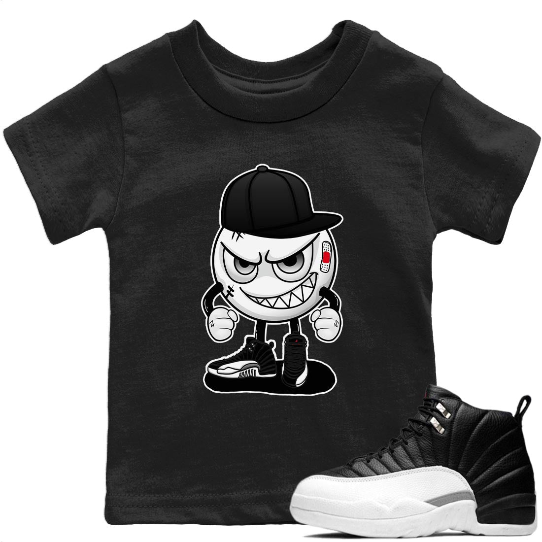 Jordan 12 Playoffs Sneaker Match Tees Mischief Emoji Sneaker Tees Jordan 12 Playoffs Sneaker Release Tees Kids Shirts