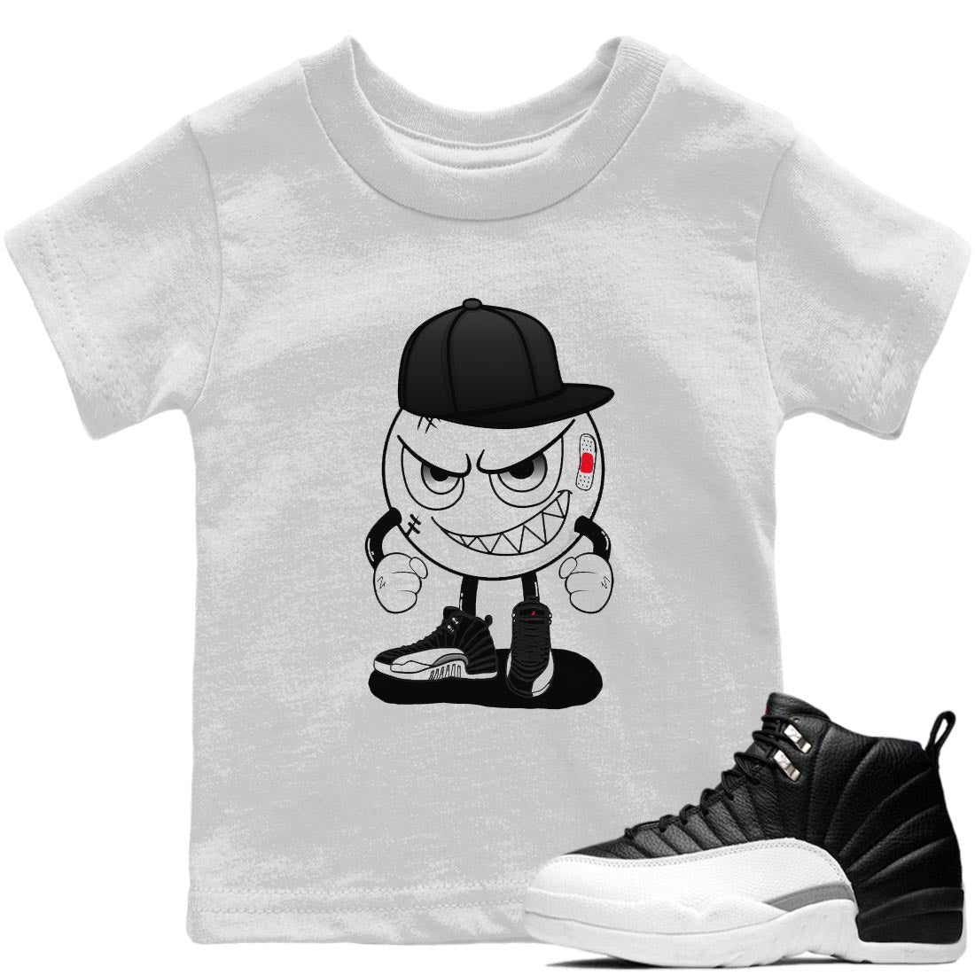 Jordan 12 Playoffs Sneaker Match Tees Mischief Emoji Sneaker Tees Jordan 12 Playoffs Sneaker Release Tees Kids Shirts