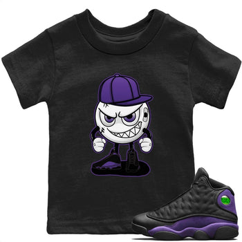 Jordan 13 Court Purple Sneaker Match Tees Mischief Emoji Sneaker Tees Jordan 13 Court Purple Sneaker Release Tees Kids Shirts