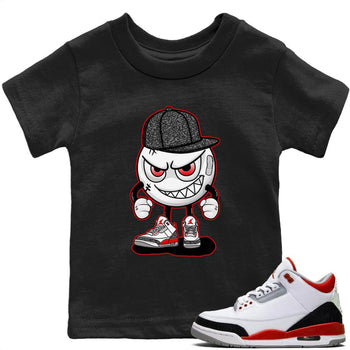 Jordan 3 Fire Red Sneaker Match Tees Mischief Emoji Sneaker Tees Jordan 3 Fire Red Sneaker Release Tees Kids Shirts