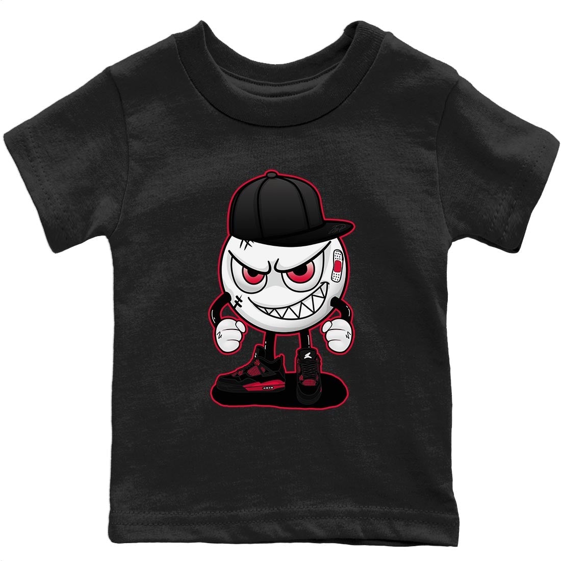 Jordan 4 Red Thunder Sneaker Match Tees Mischief Emoji Sneaker Tees Jordan 4 Red Thunder Sneaker Release Tees Kids Shirts