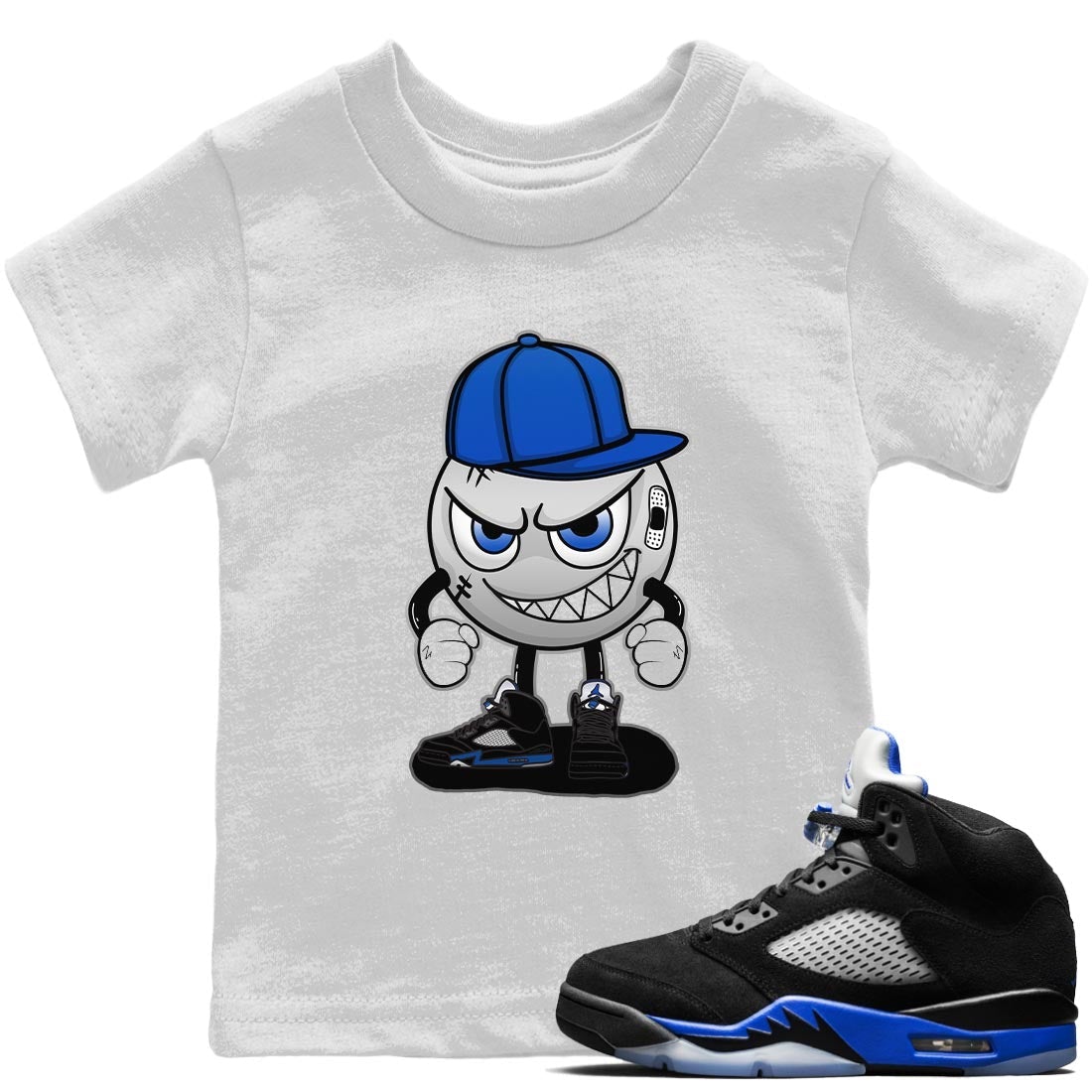 Jordan 5 Racer Blue Sneaker Match Tees Mischief Emoji Sneaker Tees Jordan 5 Racer Blue Sneaker Release Tees Kids Shirts
