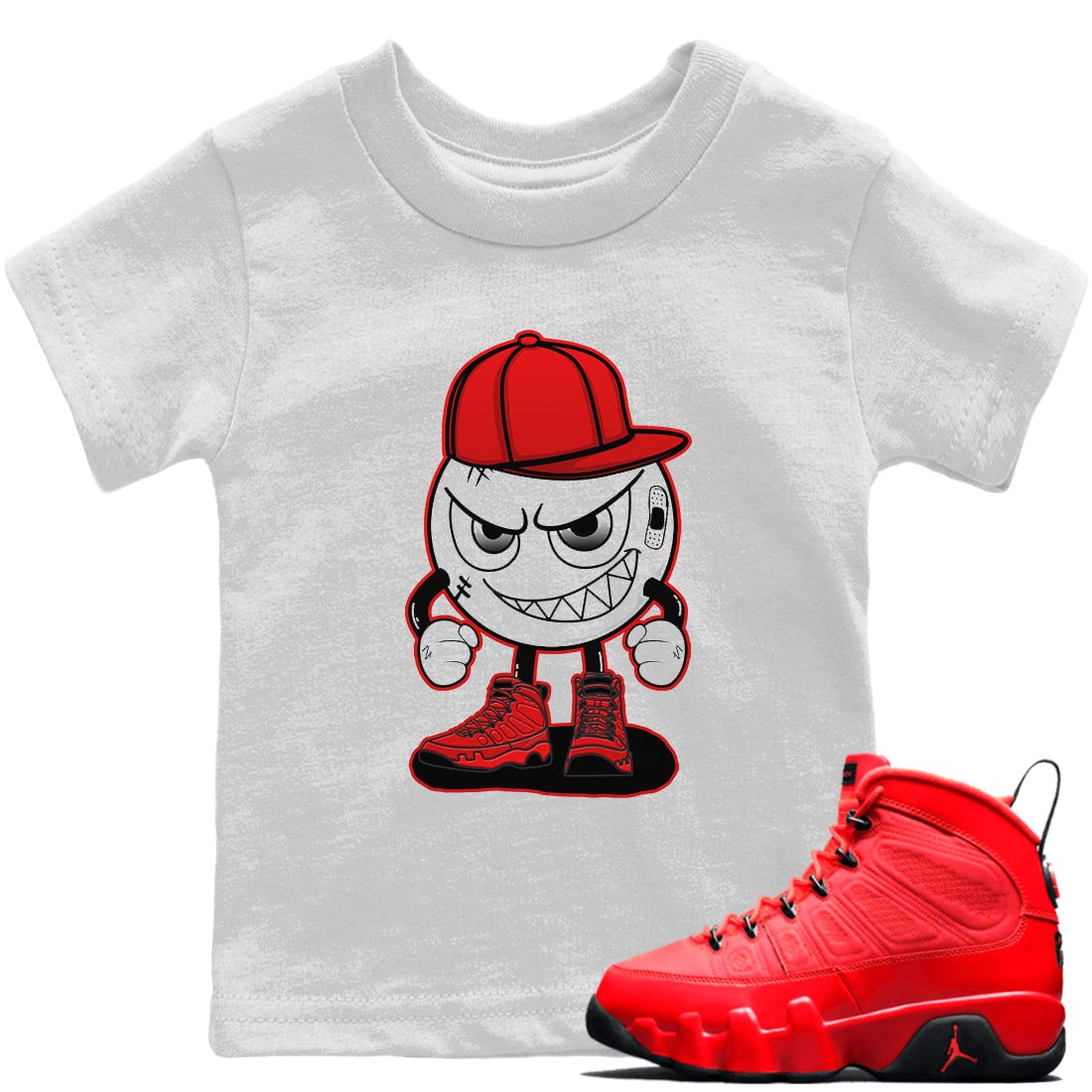 Jordan 9 Chile Red Sneaker Match Tees Mischief Emoji Sneaker Tees Jordan 9 Chile Red Sneaker Release Tees Kids Shirts