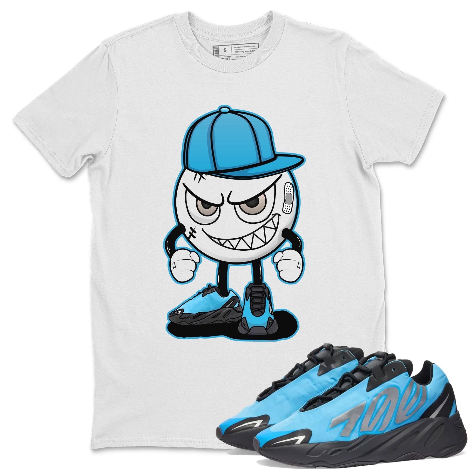 Yeezy 700 Bright Cyan Sneaker Match Tees Mischief Emoji Sneaker Tees Yeezy 700 Bright Cyan Sneaker Release Tees Unisex Shirts