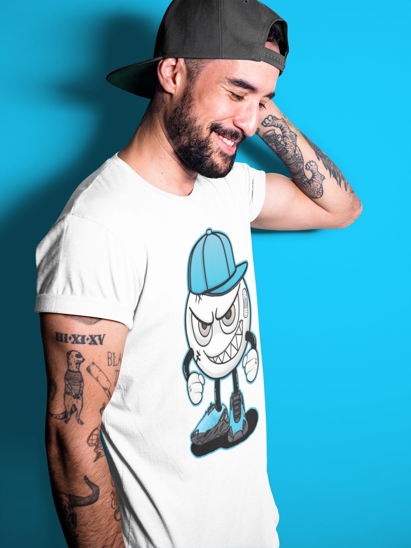 Yeezy 700 Bright Cyan Sneaker Match Tees Mischief Emoji Sneaker Tees Yeezy 700 Bright Cyan Sneaker Release Tees Unisex Shirts