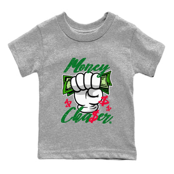 1s Lucky Green Sneaker Match Tees Money Chaser Sneaker Tees Air Jordan 1 Lucky Green Sneaker Release Tees Kids Shirts Heather Grey 2