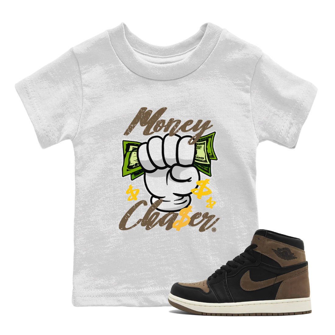 Air Jordan 1 Retro High OG Palomino shirt to match jordans Money Chaser sneaker tees Air Jordan 1 Palomino SNRT Sneaker Release Tees Baby Toddler White 1 T-Shirt
