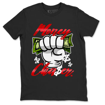 Air Jordan 1 Satin Bred Sneaker Match Tees Money Chaser Sneaker Tees Jordan 1 High OG Satin Bred Sneaker Release Tees Unisex Shirts Black 2