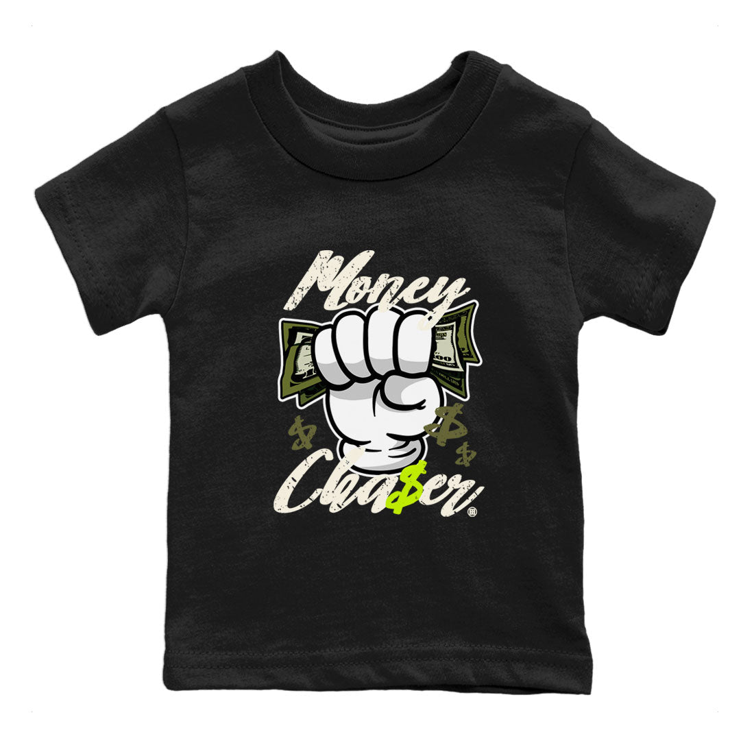 Jordan 1 Low x Travis Scott Golf Olive shirt to match jordans Money Chaser sneaker tees Air Jordan 1 Travis Scott Olive SNRT Sneaker Release Tees Baby Toddler Black 2 T-Shirt