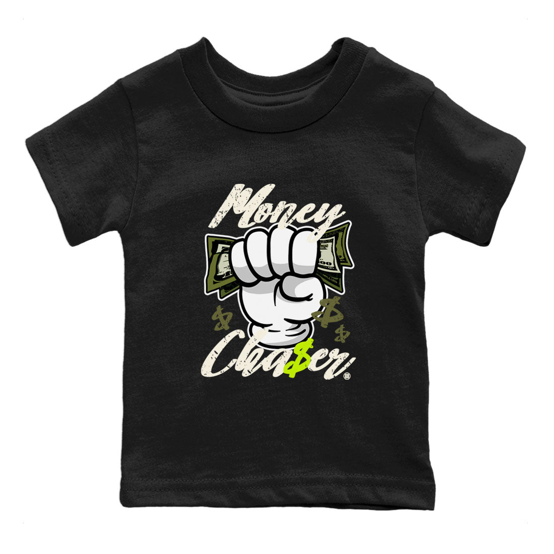 Jordan 1 Low x Travis Scott Golf Olive shirt to match jordans Money Chaser sneaker tees Air Jordan 1 Travis Scott Olive SNRT Sneaker Release Tees Baby Toddler Black 2 T-Shirt