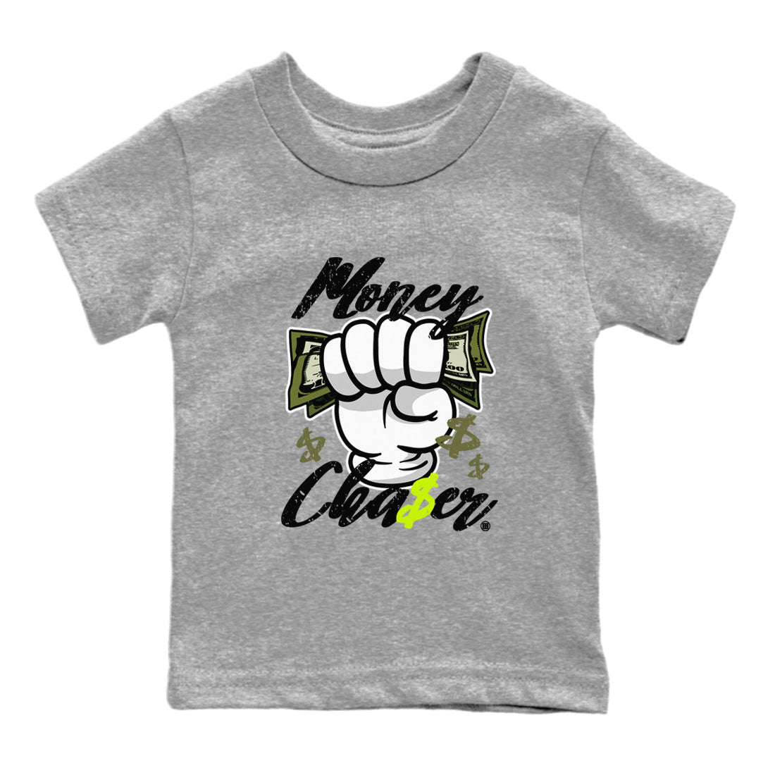 Jordan 1 Low x Travis Scott Golf Olive shirt to match jordans Money Chaser sneaker tees Air Jordan 1 Travis Scott Olive SNRT Sneaker Release Tees Baby Toddler Heather Grey 2 T-Shirt