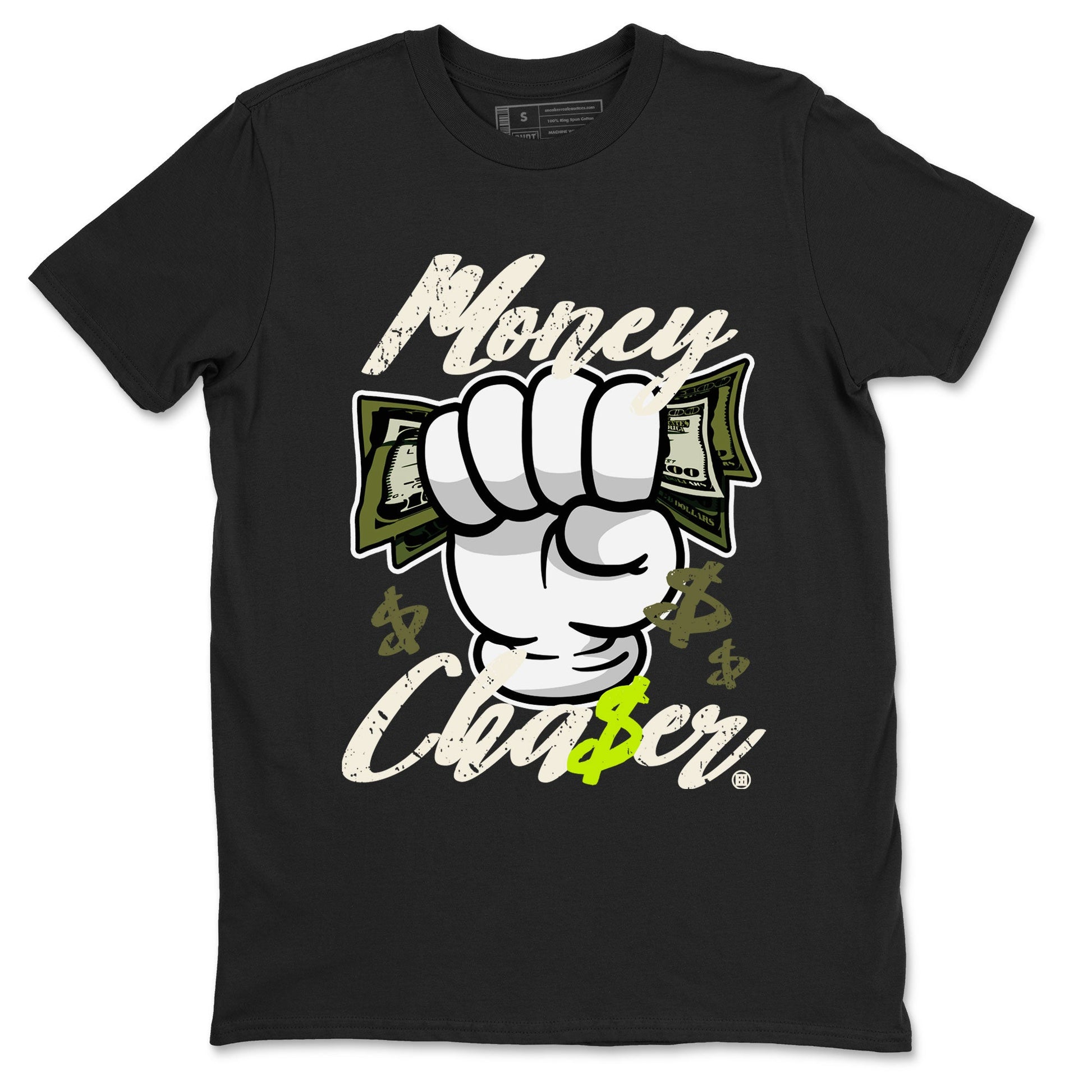 Jordan 1 Low x Travis Scott Golf Olive shirt to match jordans Money Chaser sneaker tees Air Jordan 1 Travis Scott Olive SNRT Sneaker Release Tees Unisex Black 2 T-Shirt